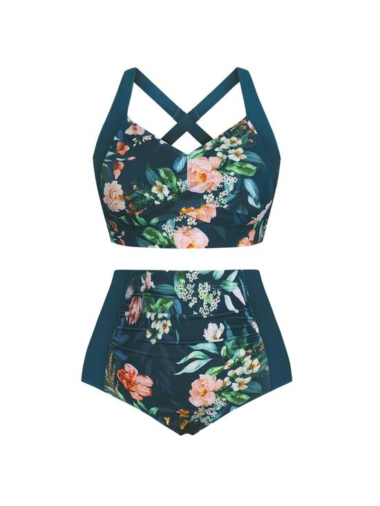Hanna Nikole Other - Hanna Nikole Women Floral High Waisted Bikini Set Tummy Control Swimwear L
